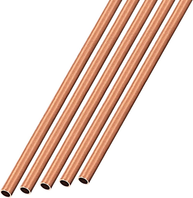 METALLIXITY Copper Tube (2mm OD x 0.2mm Wall T x 300mm L) 5Pcs, Straight Tubing - for Home Furnishing, Machinery, DIY Handicraft - Image 1